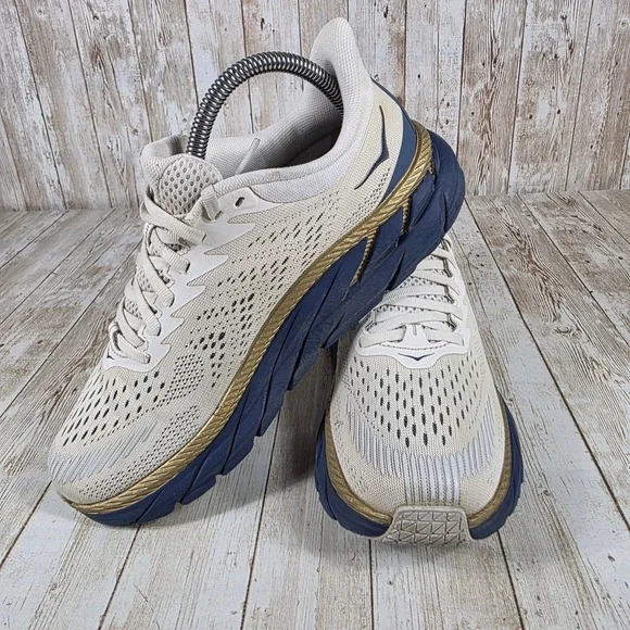 Hoka Athletic Shoes in Cream and Navy - Picture 5 of 8